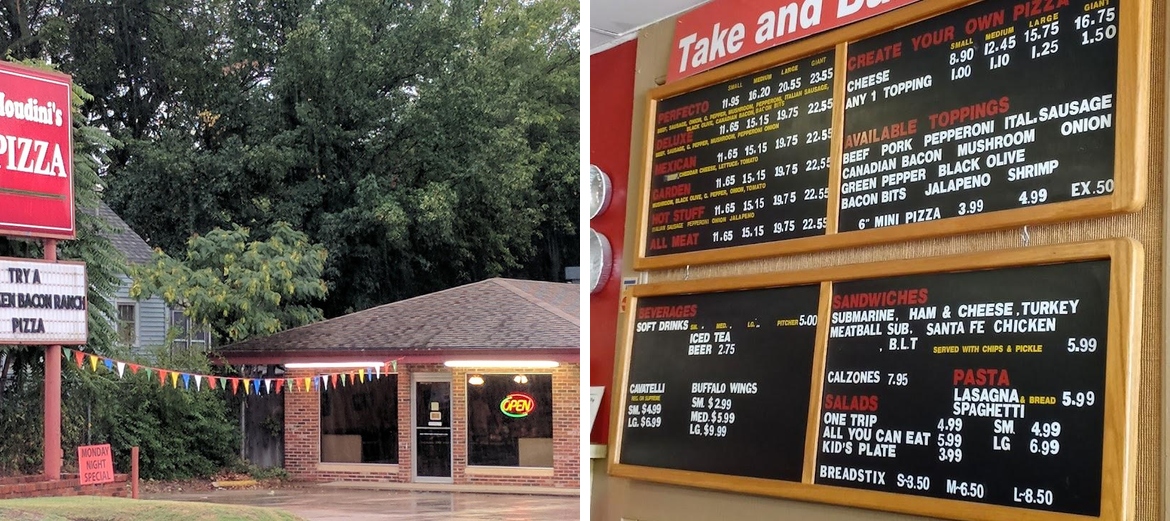 Houdini's Pizza Menu